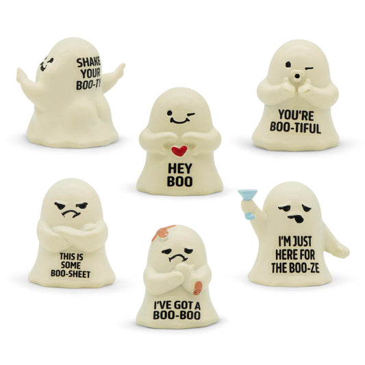 GOOFBALLS Mini Figurines Set – Funny Novelty 3D Character Figures (Set of 6), Hand-Painted Resin Tiny Desk Decor & Gag Gifts - Ghosts