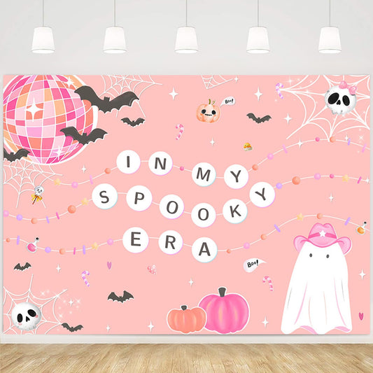 MEHOFOND 7x5ft Halloween in My Spooky Era Backdrop Pink Ghost Groovy Hippie Birthday Party Glitter Disco Bachelorette Decorations Photography Background Banner Photo Booth Props