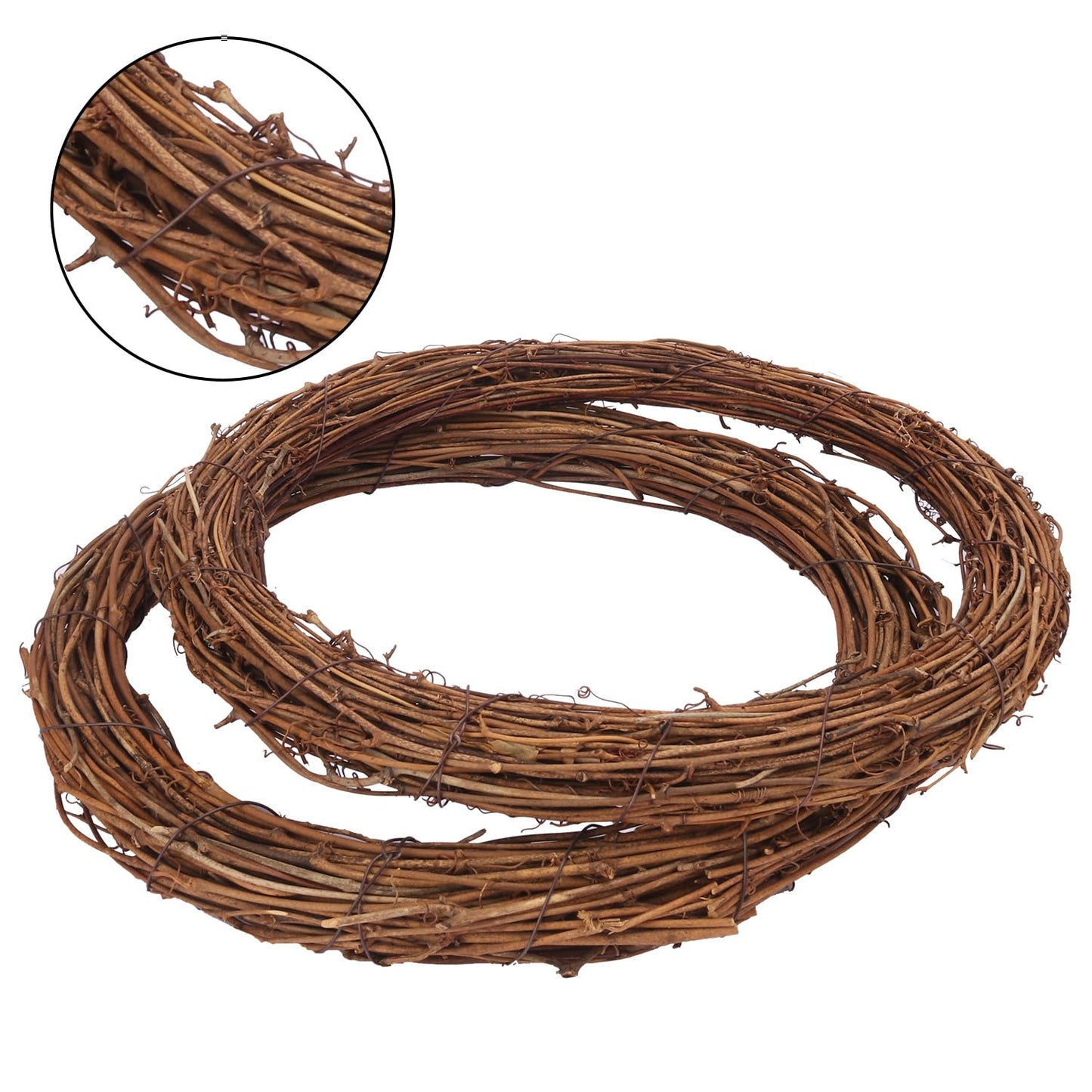 KUKLIPJIM 7 Pcs 12 Inch Natural Grapevine Wreath Set, Hand-Woven Vine Branch Wreaths for DIY Crafts, Christmas Decorations, Home & Event Styling(Brown)