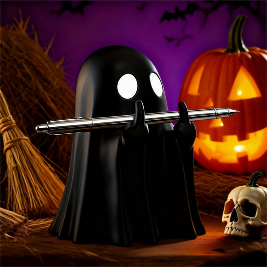 SMAILLBUDDHA Halloween Ghost Figurine Funny Middle Finger Resin Statue Cute Spooky Ghost Ornaments for Home Desk Party Porch New Year's Gift for Friends (Black)