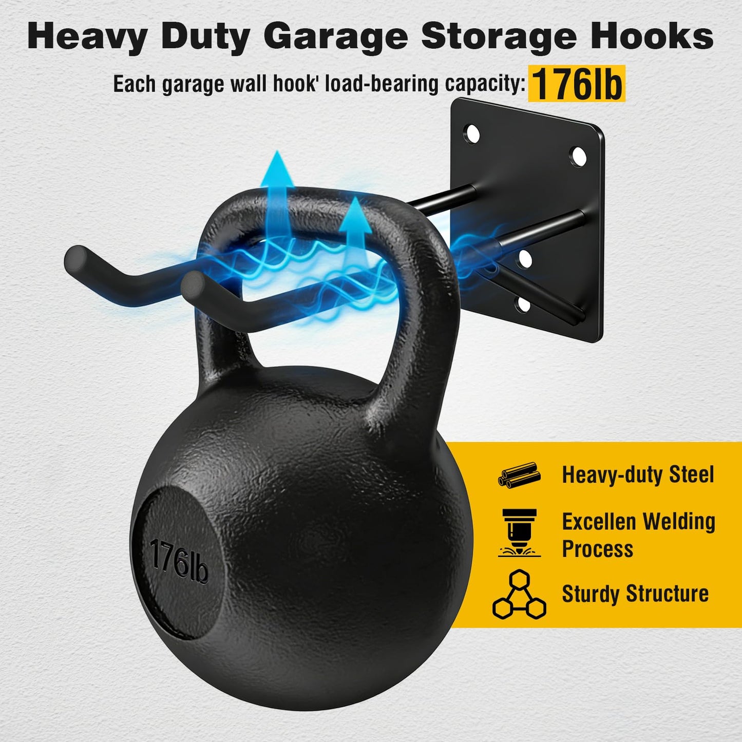 Loebelle 2 Pack Garage Storage Hooks 14" Ladder Hooks for Garage Wall