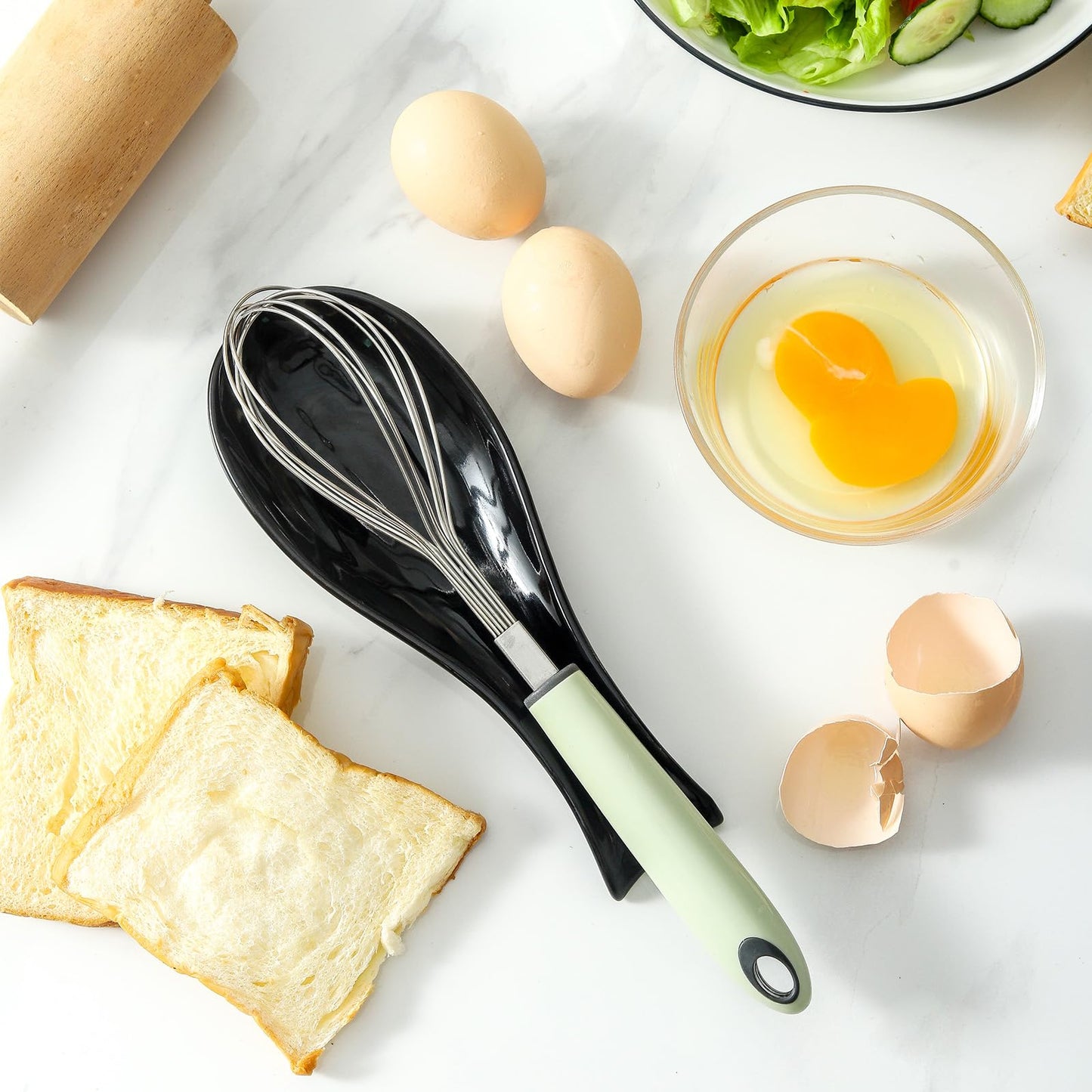 Hasense Spoon Rest for Stove Top, Large Ceramic Spoon Holder for Kitchen Counter, Cooking Utensil Rest for Spatula Ladle and Tong, Utensil Rest for Coffee Bar, Housewarming Gift, Black