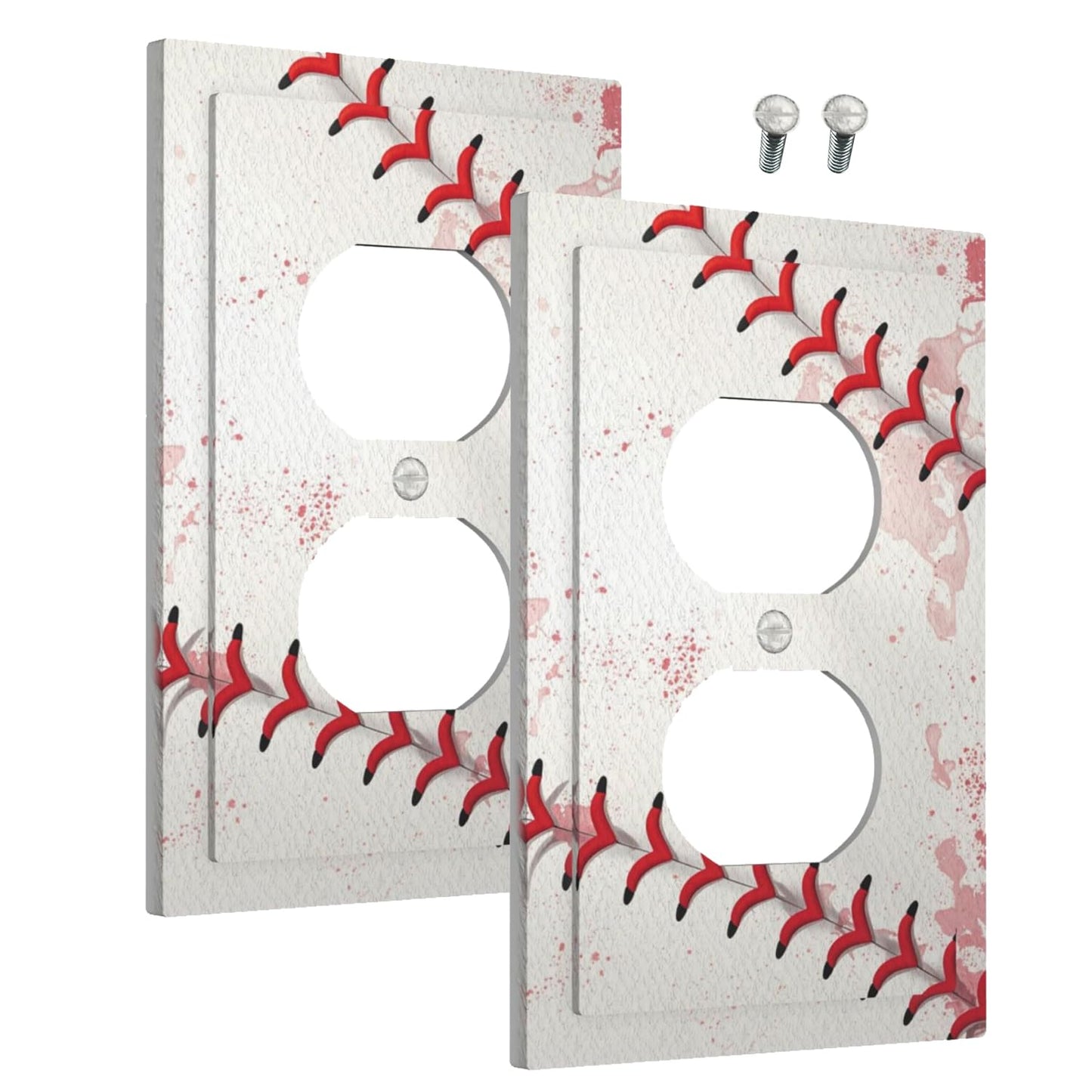 Wmhusu Outlet Covers Baseball Sports Ball Game 1 Gang Duplex Light Switch Cover Plate Decorative Wall Plates Electrical Switchplate Receptacle for Bathroom Bedroom Decor（2 Pack）