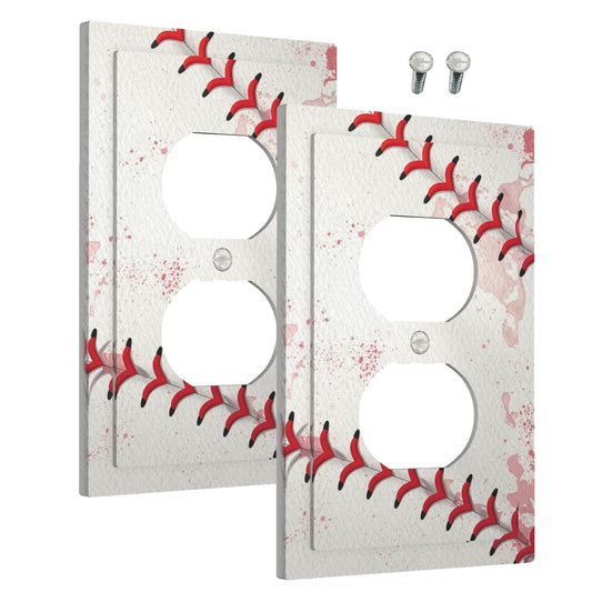 Wmhusu Outlet Covers Baseball Sports Ball Game 1 Gang Duplex Light Switch Cover Plate Decorative Wall Plates Electrical Switchplate Receptacle for Bathroom Bedroom Decor（2 Pack）