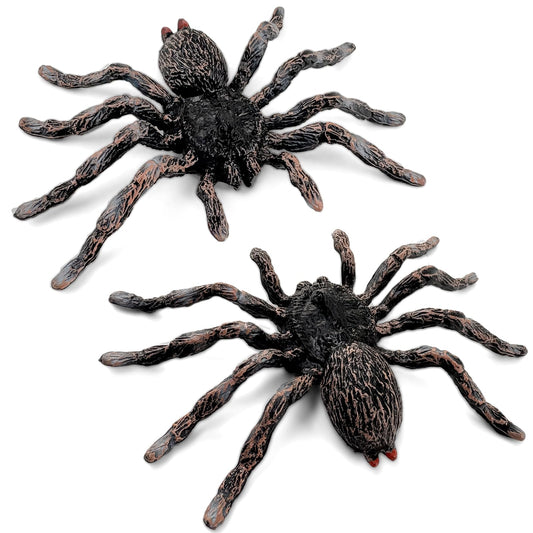 Lukinuo Realistic Fake Spiders 2pcs Plastic Spider Figures Tarantula Toys Figurines Spider Cake Toppers Halloween Prank Props Party Decoration