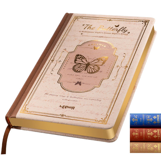 Junk Journal - 224 Pages Mixed Paper (8 Blank & 8 Lined) Vintage Leather Notebook Journal, Butterfly Journal, Memory Book for Creative Writing & Art (A5), Ideal for Girls, Women