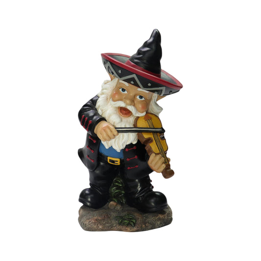 Nature's Mark Mariachi Garden Gnome Statue Playing Violin - Funny Mexican Sombrero Fiddler Gnome Figurine Indoor/Outdoor Decor, 10" Tall Resin Lawn Ornament