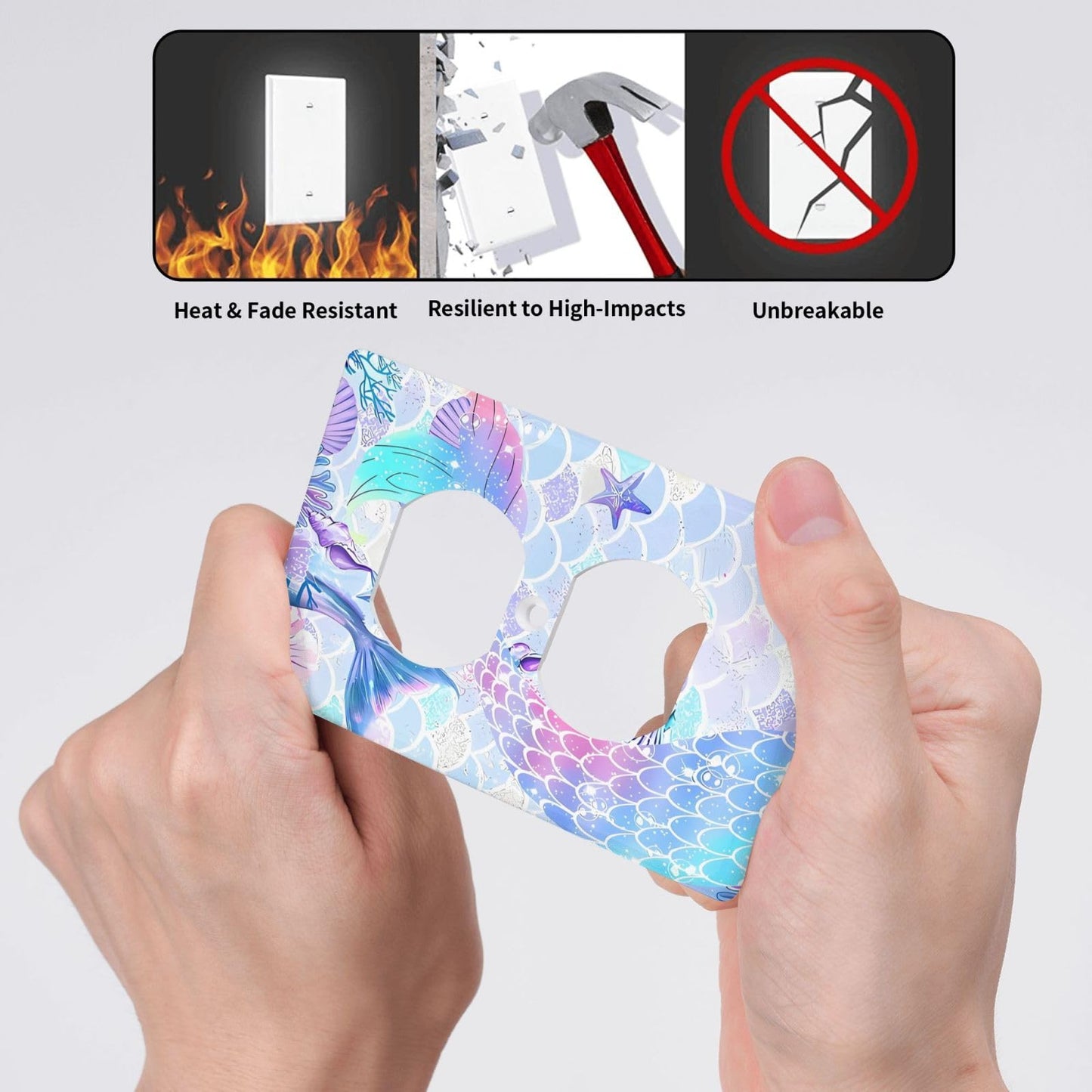 LWDZLHD Mermaid Girl Outlet Covers Light Switch Cover Plates Decorative Wall Plate Electrical Switchpalte Faceplate for Kid Bedroom Home Bathroom Decor 4.5" x 2.76"