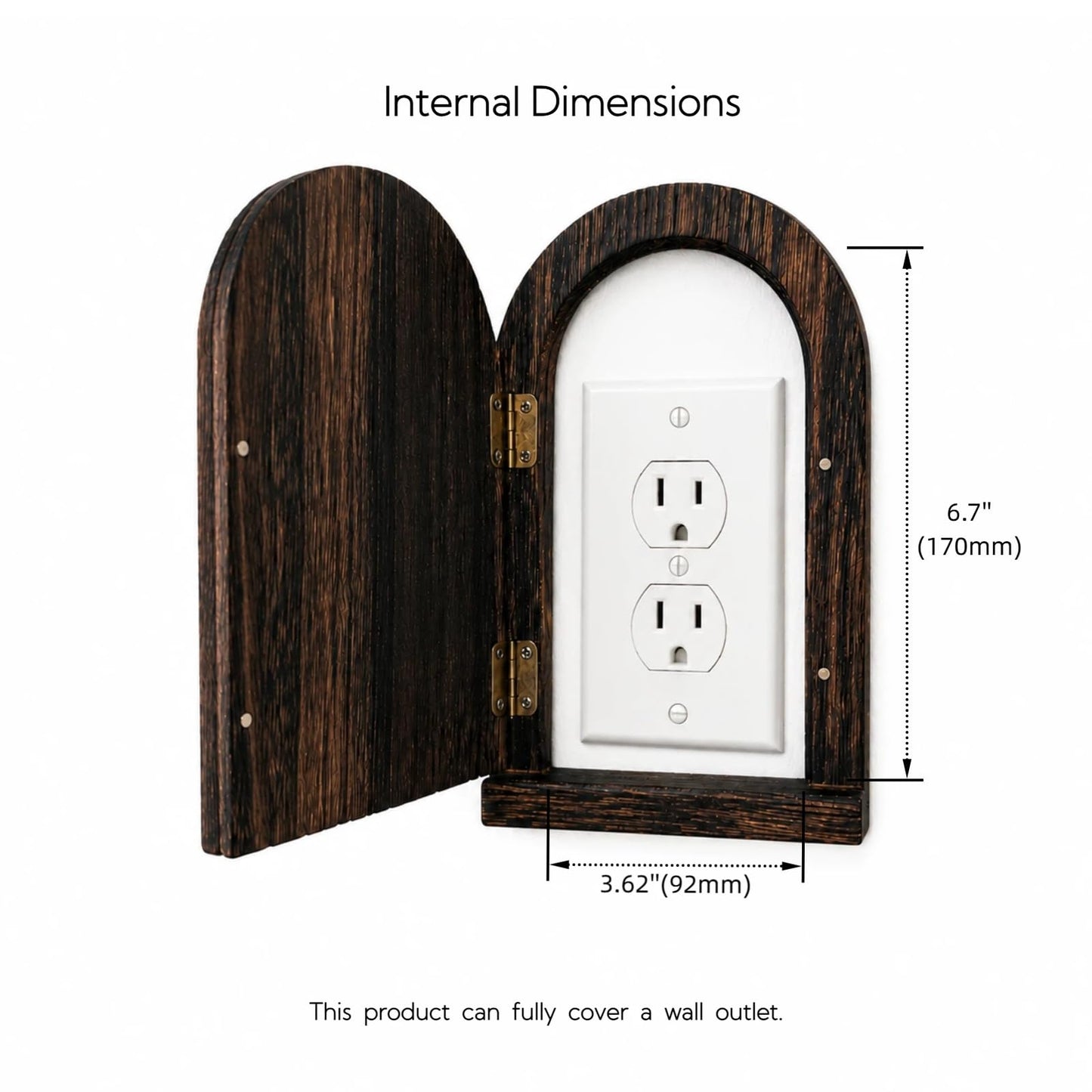 Upgraded Self-Adhesive Fairy Door Outlet Cover – Creative Wooden Cover that Conceals Wall Plates, Duplex Outlets, Switches, Stains & Wall Holes – Elf Door Wall Decor that Opens – 7.87'' Paulownia Wood