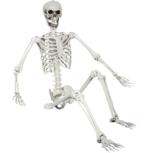 XONOR 5.4ft Halloween Posable Skeleton Realistic Life Size Human Skeleton Bones with Movable Joints for Halloween Haunted House Indoor Outdoor Décor (1Piece)