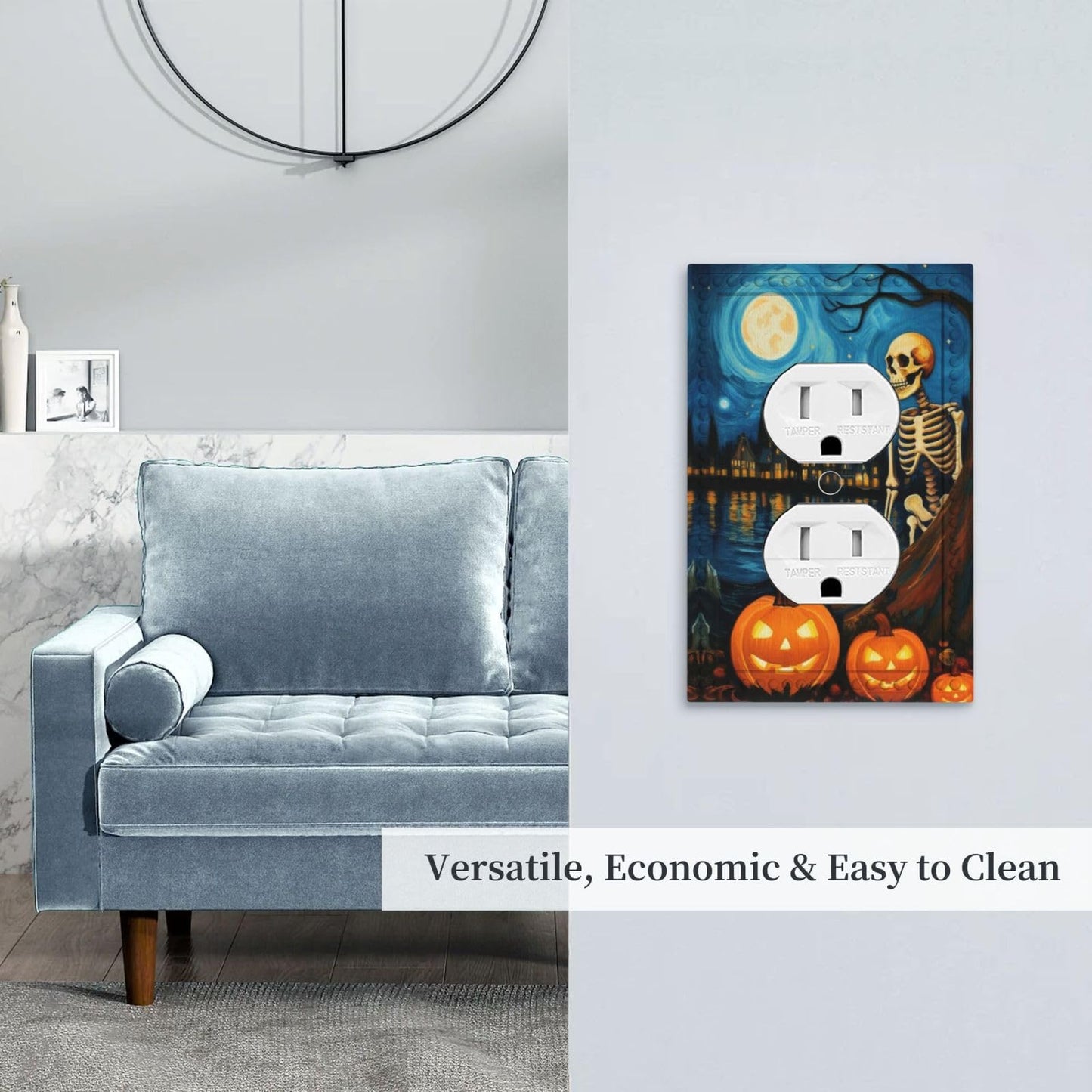 HLCoChT Decorative Art Light Switch Covers Pumpkin - lit Halloween Eve Switch Plate 1 Gang Single Duplex Outlet Wall Plate Switchplate Electrical Faceplate