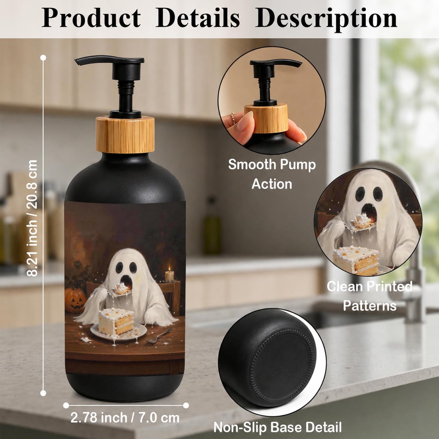 IWEBEEDOSIN Halloween Ghost Glass Dish Soap Dispenser