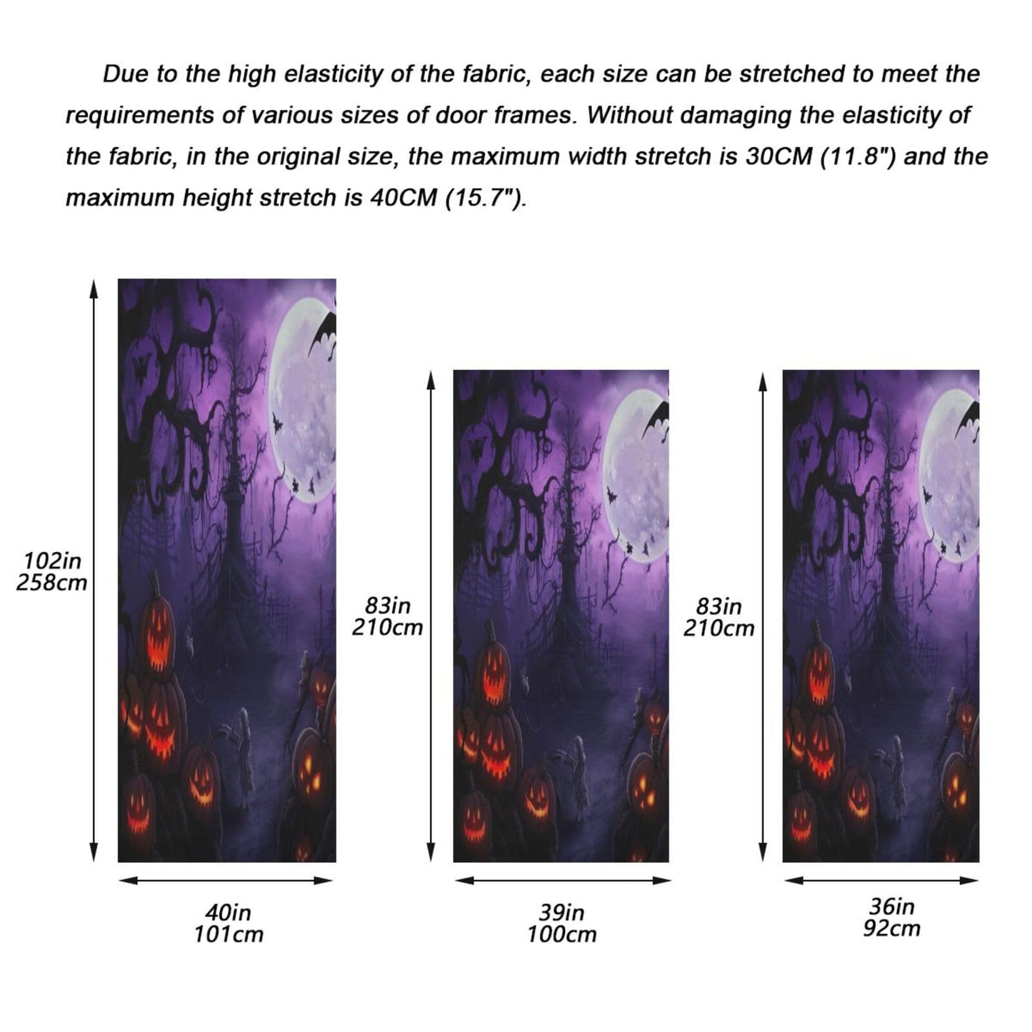 Wajiw Halloween Pumpkin Door Cover Washable High Elastic Fabric Front Door Cover for Festive Party Home Decor,32x79Inch