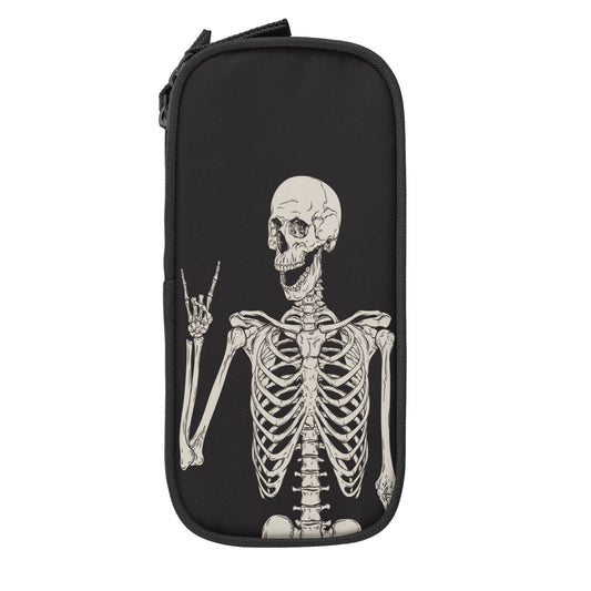 YETTA YANG Halloween Skeleton Funny Skull Pencil Box Case for Pen Holders Office Supplies Big Capacity large
