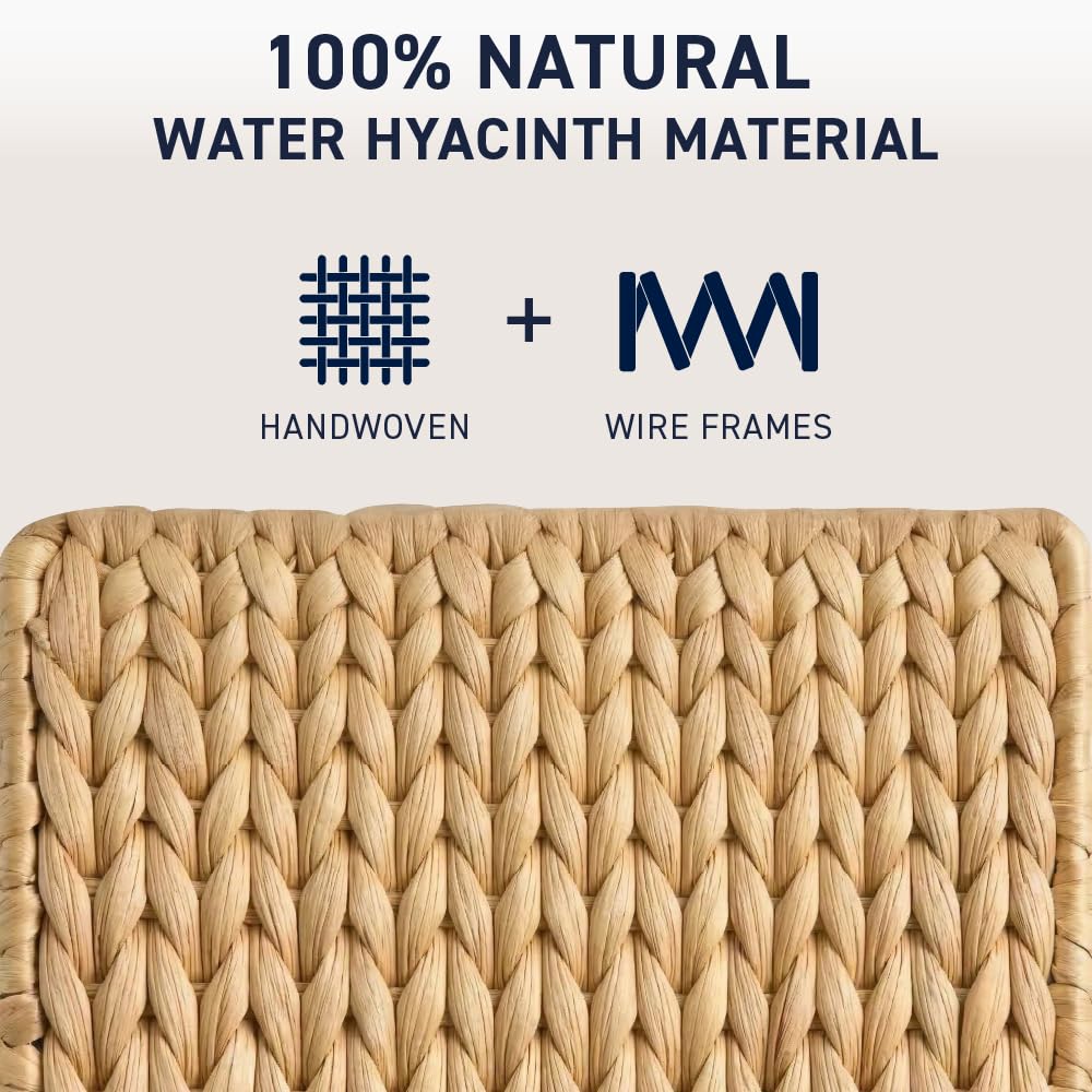 Ornavo Home Water Hyacinth Handwoven Square Tissue Box Cover, Natural