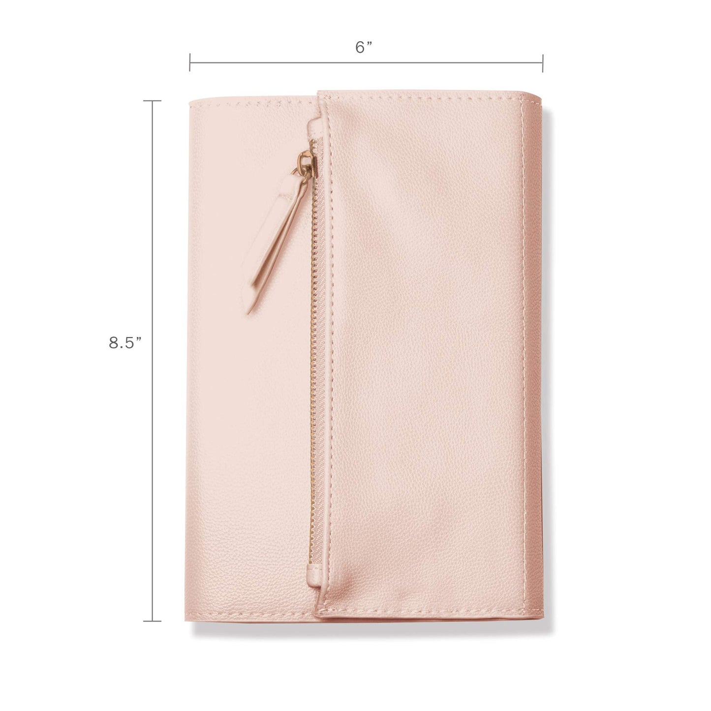 Fringe Vegan Leather Clutch Paperback Journal Encased In Soft Cover with Zippered Pouch Flap Closure, 240 Lined Sheets 6 x 8.5 Inches, Blush (135006)