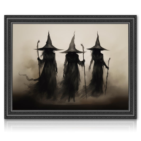 JarThenaAMCS Vintage Witch Canvas Wall Art Prints Halloween Rustic Art Poster Dark Academia Gothic Wall Decor for Gallery Living Room Bedroom (UNFRAMED 12 x 16in)