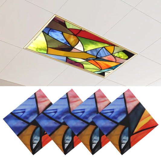 Torixqi 4 Pcs Fluorescent Light Covers - Light Covers for Ceiling Lights Classroom, Magnetic Light Filters for Office, Hospitals, Home 4 x 2 Feet (Colorful art)