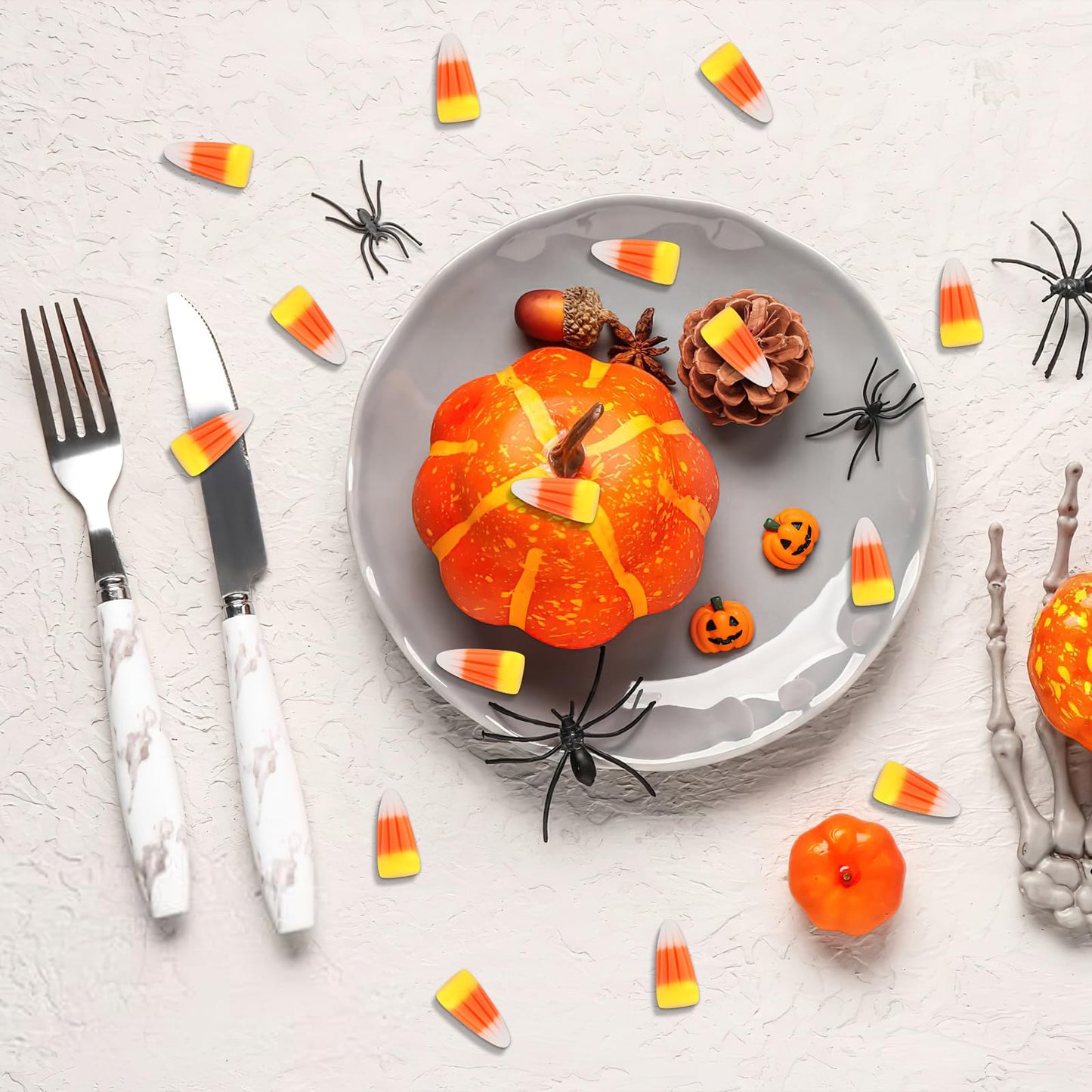 JUNEBRUSHS 50 Pcs Fake Candy Corn Resin Halloween Table Decorations