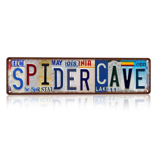 YESigns Vintage Spider Cave Wall Decor Street Sign Metal Sign Tin Signs for Room Decor Home Bar Carport for Men's Gifts,16x4 Inch