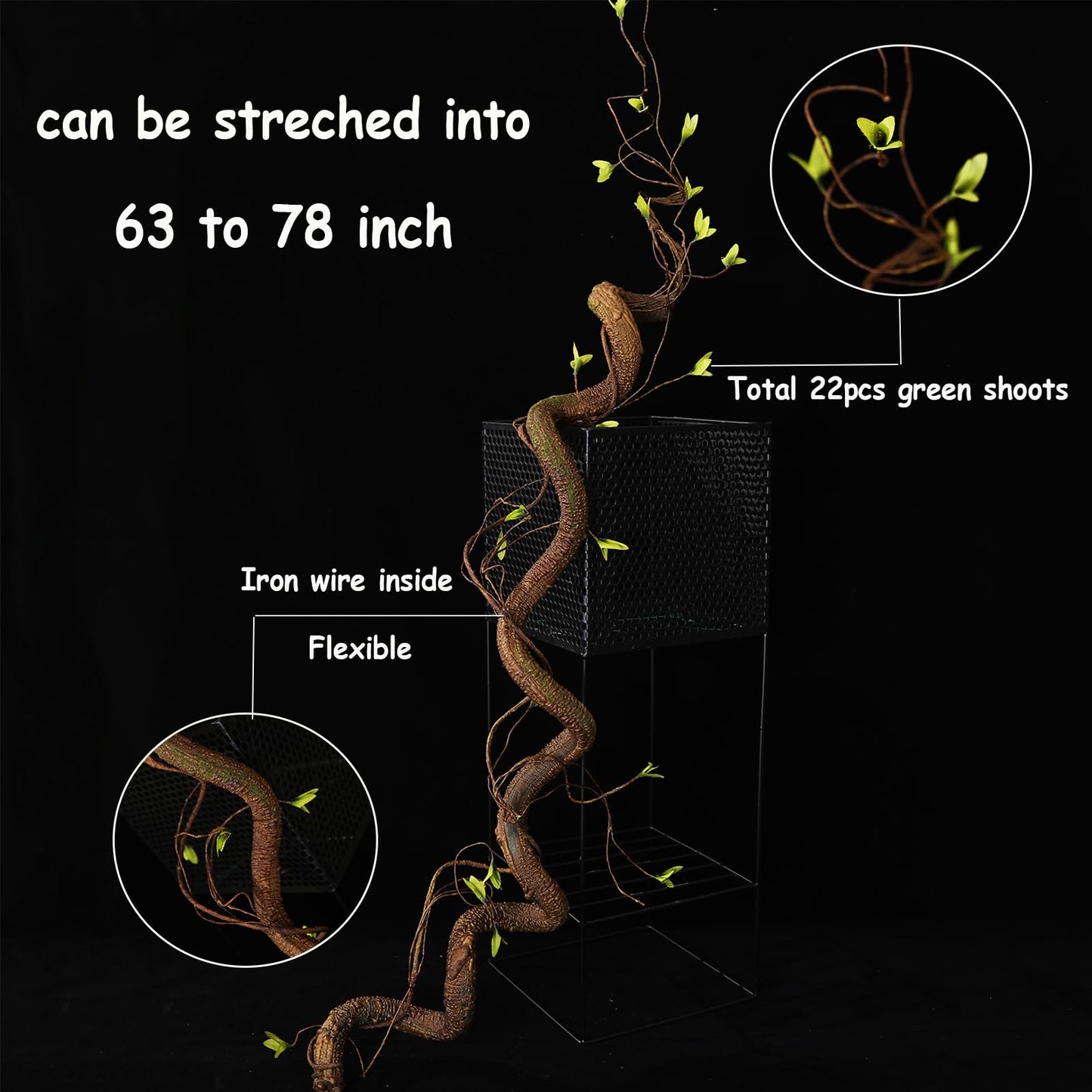 CONGZHANHH Bendable 63in Artificial Tree Twigs Cane Wood Vine Branches Fake Plants Trunk Garland with Leaves for Home Wedding Garden Wall Hanging Mantel Christmas Thanksgiving Day Decoration