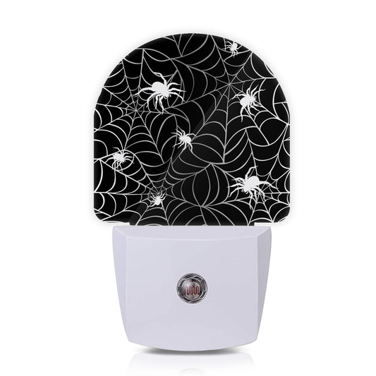Axxitude Spiders Webs Night Lights Plug into Wall for Girls Boys Room,Night Light LED Lamp Dusk to Dawn Sensor Round Lamp for Bedroom Bathroom Hallway Home Wall Decor Nightlight