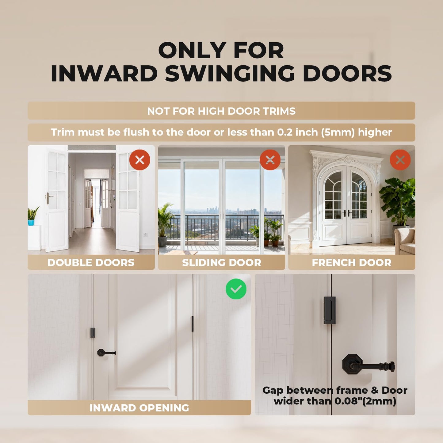 Steinwhale 3 Pack Home Security Door Reinforcement Lock, Childproof Safety Door Lock Latch Stopper, Removable Screw-Mounted, Prevent Home Unauthorized Entry, Aluminum Construction, Withstands 800 lbs