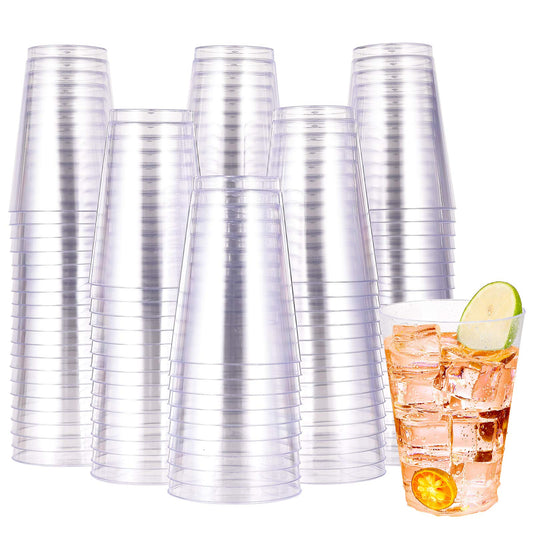 JOLLY CHEF 16 oz Clear Disposable Plastic Cups, 100 Pack Heavy-duty Plastic Cups Tumblers,Perfect for for Halloween, Christmas, and Thanksgiving Parties