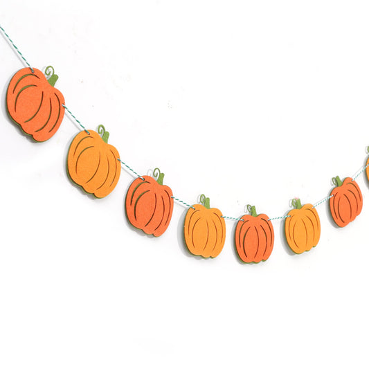 Felt Pumpkin Garland - Halloween Pumpkin Banner, Thanksgiving Felt Double Layers Pumpkin Garland, Cute Pumpkin Banner for Halloween or Fall Harvest Party