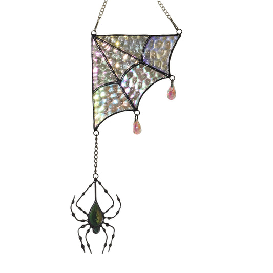 Velasyart Stained Glass Spider Web Suncatcher - Gothic Window Suncatcher Decor
