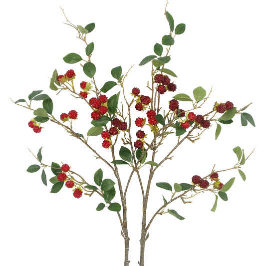 CITYES 2 Pcs Faux Berry Stems Realistic Red Raspberry Berries Flowers Faux Berry Picks Artificial Flowers Branches for Indoor Home Decor Vase Thanksgiving Farmhouse Christmas DIY Mantel Harvest