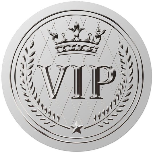 CRASPIRE 144Pcs VIP Crown Silver Foil Certificate Embossed Stickers 2" Vintage Seals Self Adhesive Sticker Decor Labels for Achievement Awards Wedding Invitation Graduation Envelopes Diplomas