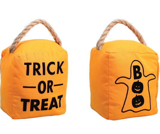 Pavilion - Trick Or Treat - Boo Ghost - 4" x 6" Sherpa Decorative Bean Bag Door Stop Stopper Holder Decorative Entryway Decoration Housewarming Gift Halloween Spookyseason Scary Fall Autumn Present