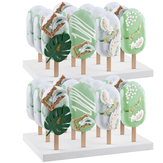 Qunclay 2 Pcs Wood Cakesicle Stand Display - 12 Count Cake Pop Sticks Holder Reusable Dessert Table Ice Cream Lollipop Stands for Wedding Shower Birthday Party Baby Shower