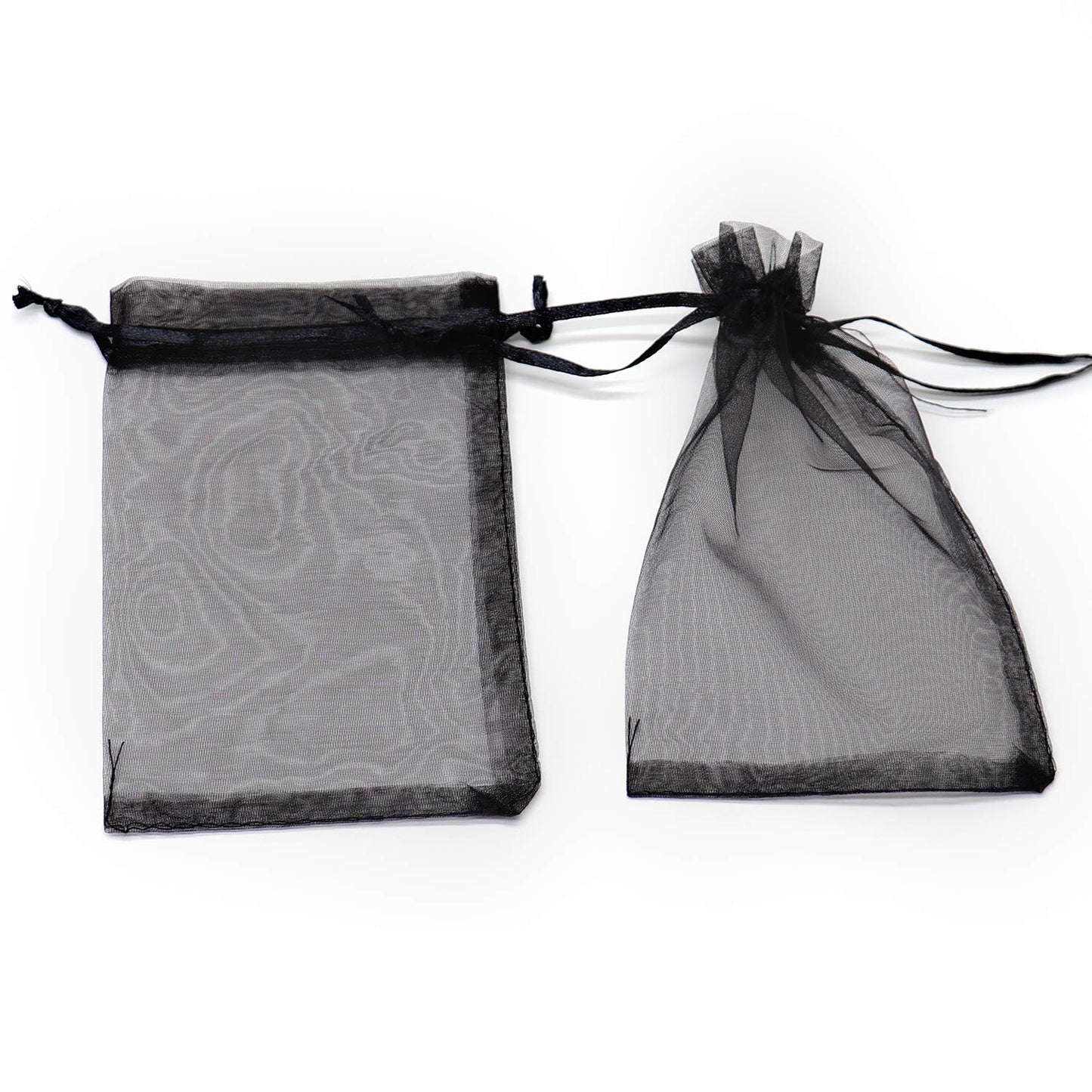 Bezall 50Pcs Organza Bags 5x7 Inch, Black Halloween Treat Bag with Drawstrings, Mesh Jewelry Gift Bags Funeral Party Favor Candy Pouches