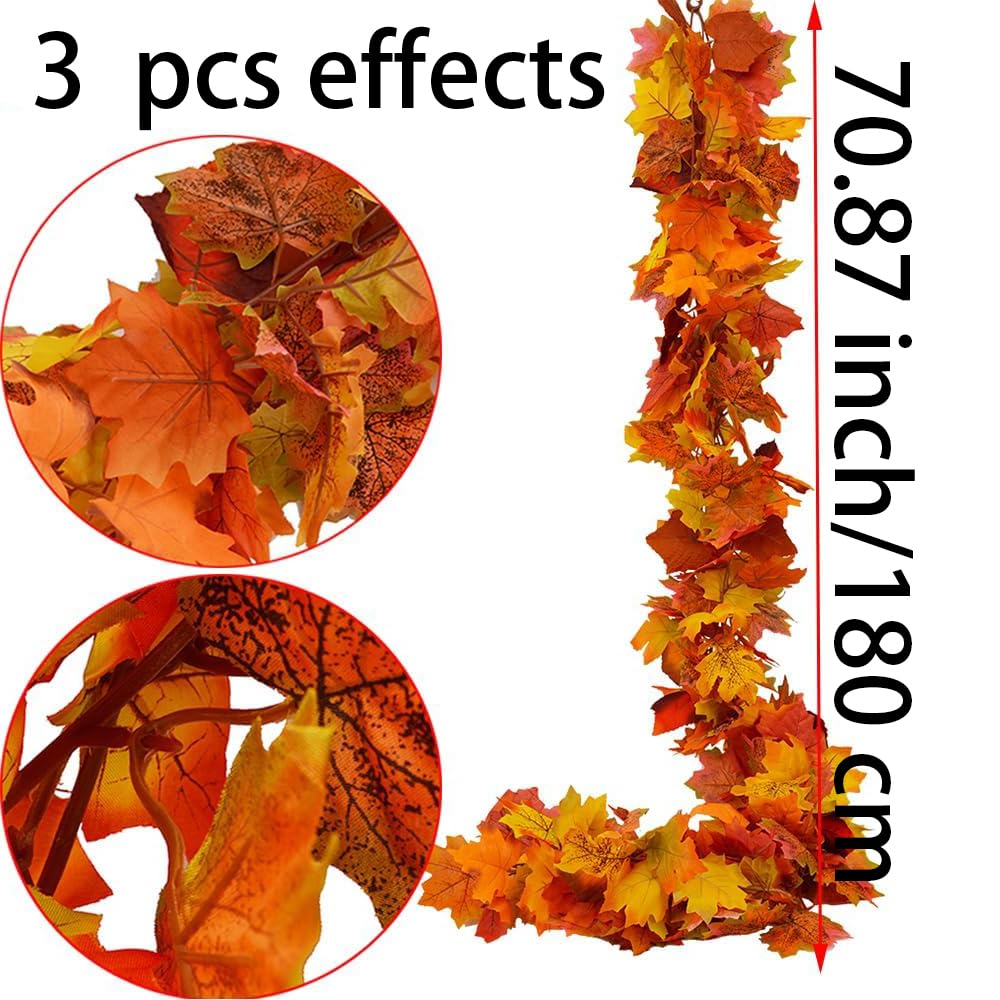 Fall Garland Fall Leaves Garland for Thanksgiving Decorations Home Outdoor Decor (3 Pcs)