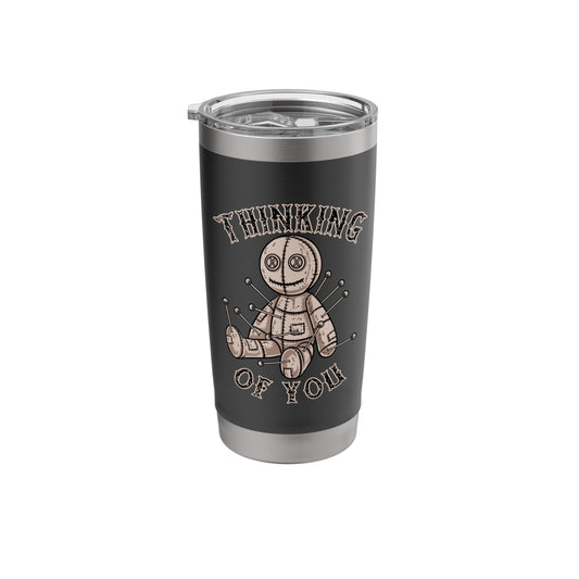 Halloween Voodoo Doll Thinking of You Funny Goth Humor Retro Stainless Steel Insulated Tumbler