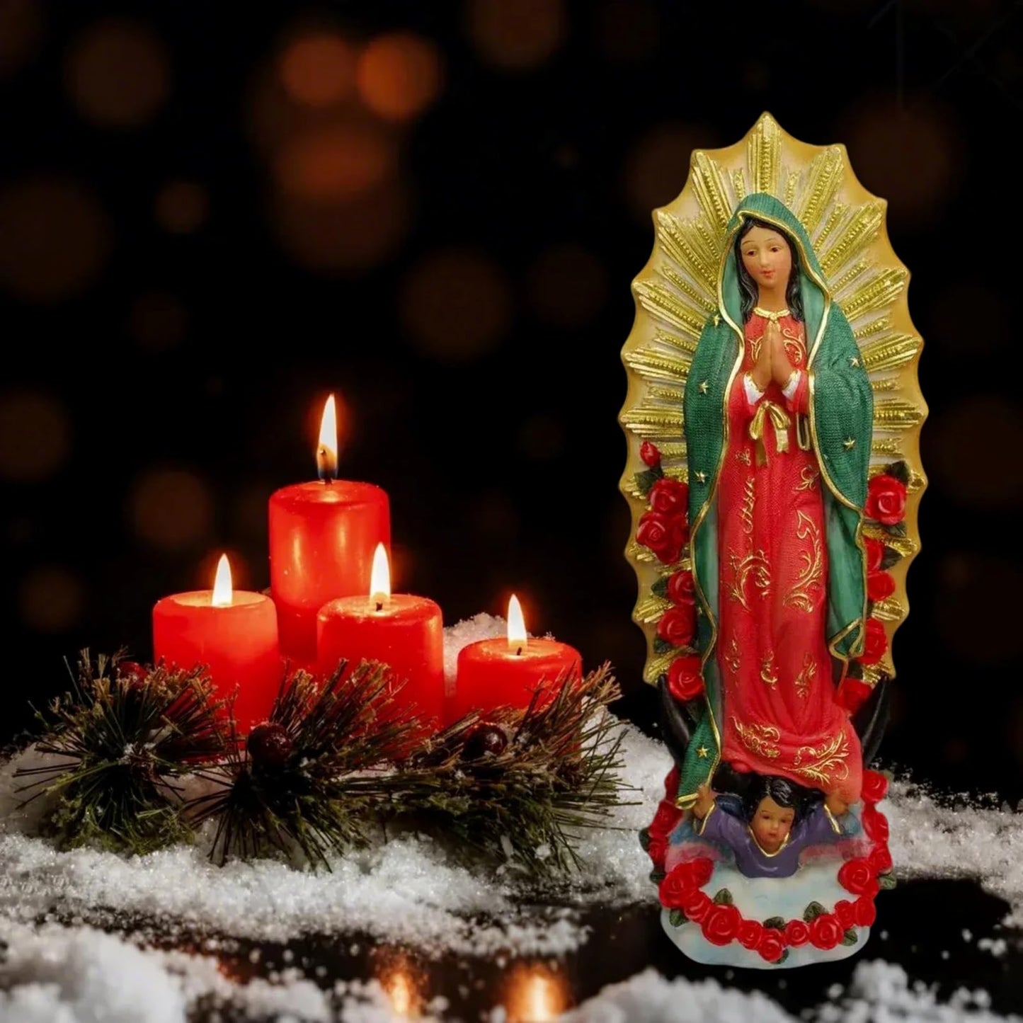 PSYHILAR 10 Inch Virgen de Guadalupe Statues, Our Lady of Guadalupe Virgin Mary Statue, Large Virgencita Maria Estatua Resin Figurine