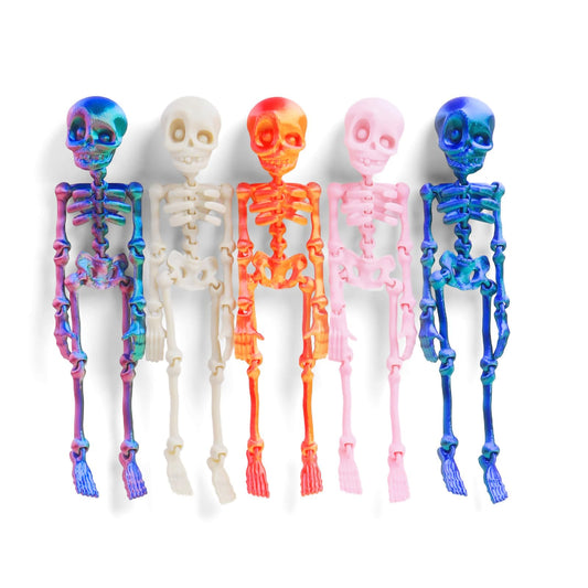 Funny Fridge Magnets 5pcs 3D Printed Skeleton Magnets for Locker and Office Posable Articulated Mini Skull Refrigerator Decorations Gothic Easter Room Decorations 7 Inches (Pink)