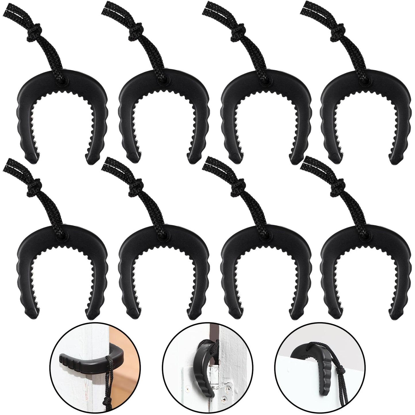 Briwooody 8 Pcs First Responder Door Stops Tactical Police Door Stopper Jam with Nylon Cord Attachments for Law Enforcement Emergency Medical Services Firefighter Accessories (Black)