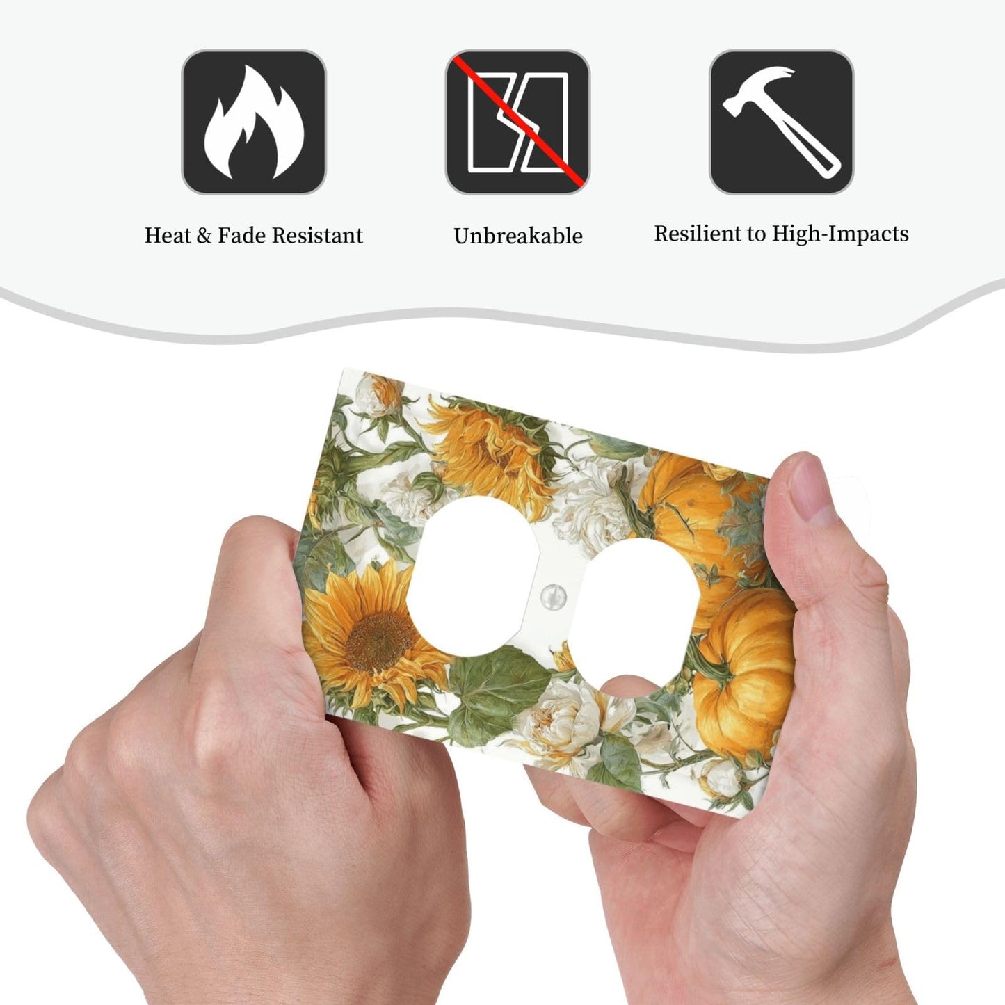 Nadoabtm Outlet Covers Sunflowers Pumpkins And White Roses 1 Gang Duplex Electrical Socket Cover Decorative Switch Plate Covers Light Switch Cover Plate for Bedroom Decor
