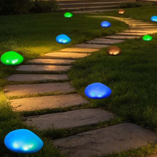 Yesinaly Solar Powered Outdoor Lights - Waterproof Garden Path Lighting, Pebble Shape Landscape Lights for Yard, Lawn, Patio, Walkway, Colored Light(1 pc)