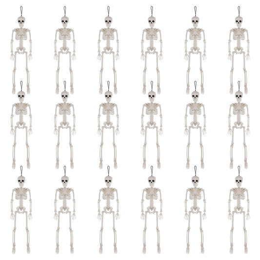 Merkaunis 18 Pcs Realistic Skeleton Decorations, Outdoor Skeletons, 16 Inch Skeleton Bulk with Movable Joints for Halloween Party Yard Lawn Garden Graveyard Haunted House Props