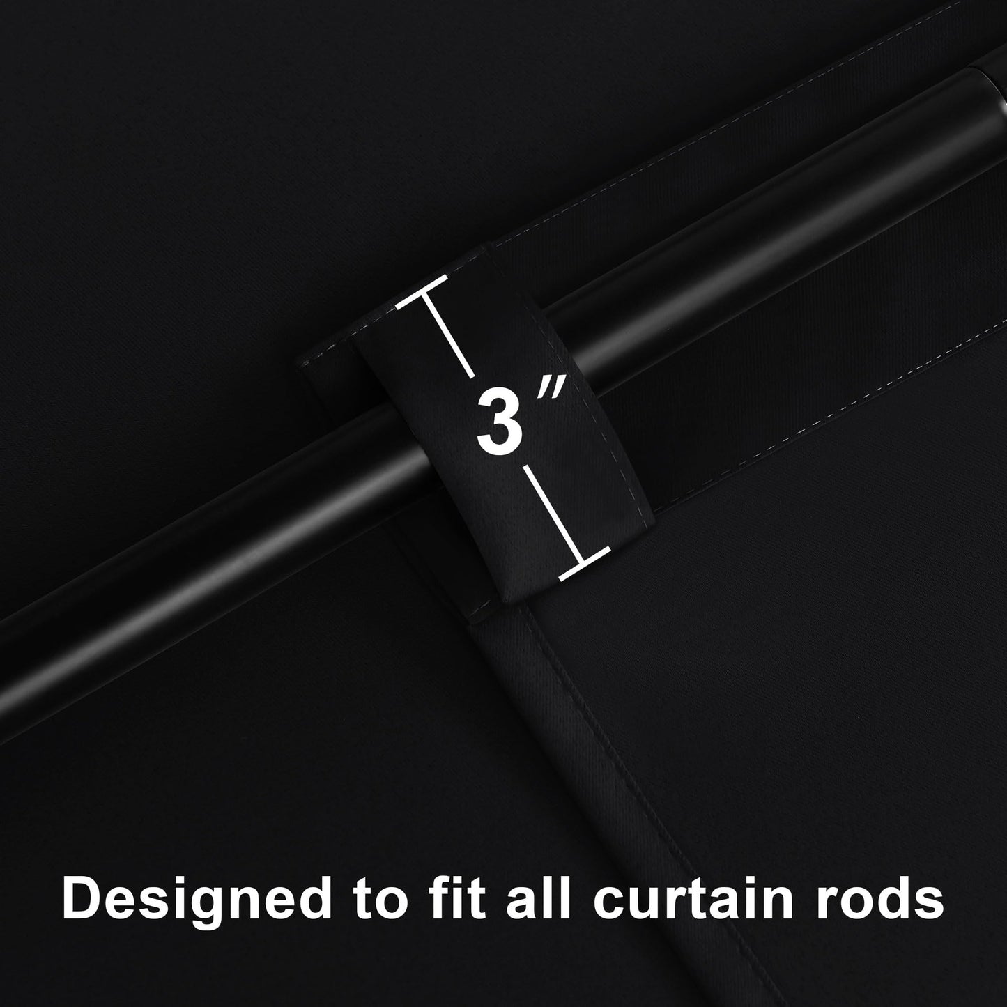Hiasan Black Blackout Curtains Rod Pocket & Back Tab Halloween Curtains with Tiebacks Thermal Insulated Drapes for Living Room Bedroom Noise Reducing,52 inch Wide, Set of 2,Black