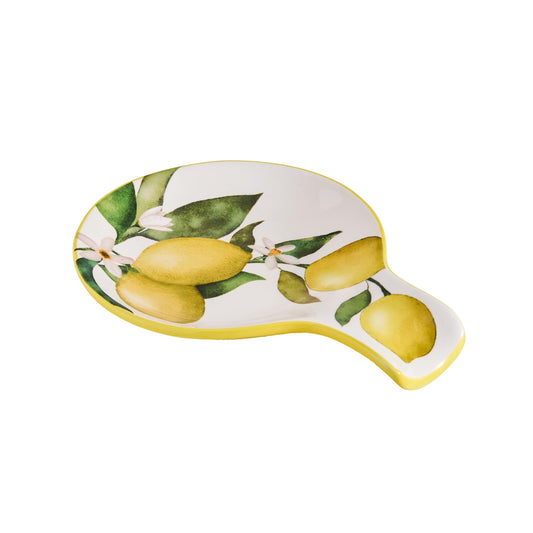 Bico Lemon Dreams Spoon Rest for Stove Top, Ceramic Spoon Holder for Kitchen Counter, Easy to Clean Coffee Spoon Rest Dishwasher Safe, Kitchen Cooking Utensil Rest for Ladles Spatula