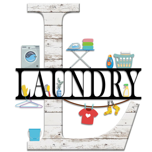 Laundry Room Bathroom Decor Sign for Wall-Metal Laundry Accessories Signs Artwork for Modern Home,Farmhouse,Halloween,Living Room,Bathroom-12 X 14" Funny Laundry-Room Wall Art Hanging Decoration(Wood Grain,Black) (Wood Grain-Black)