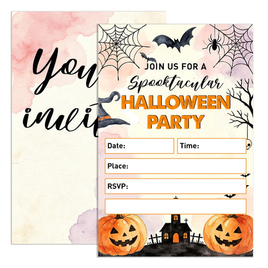 UDNADKEX Halloween Costume Party Invitations Set of 20, 4"x6" Invites Card