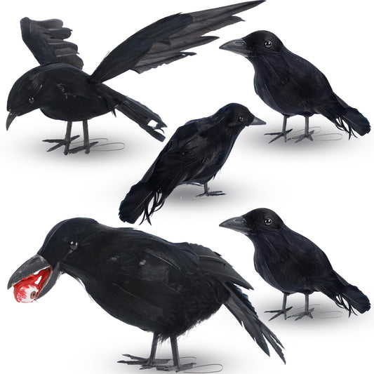 DR.DUDU 5 Pack Halloween Crows Decor Fake Crow