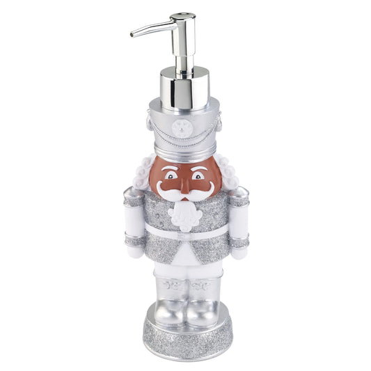 Avanti Linens - Soap Dispenser/Lotion Pump, Christmas Bathroom Decor (Holiday Collection, Silver Nutcracker)