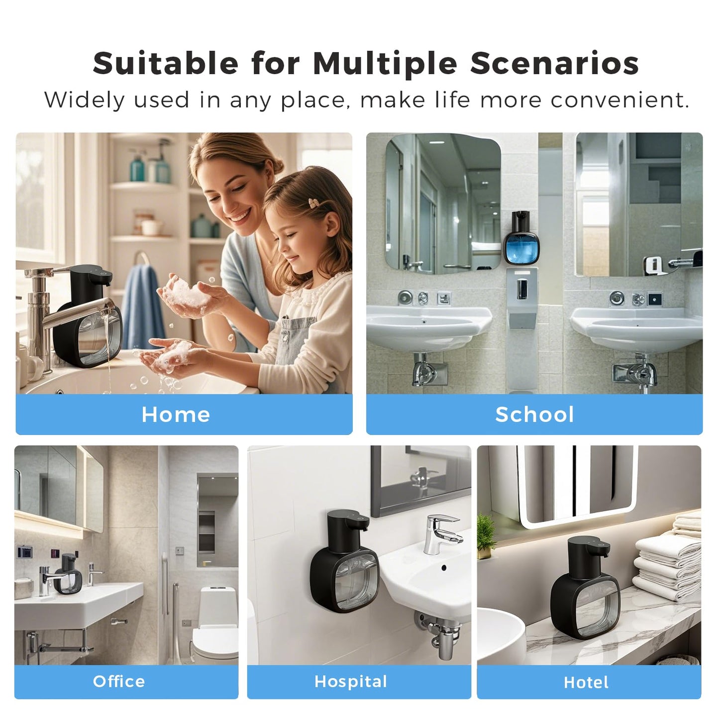 DODO MEKIA Automatic Liquid Soap Dispenser, 17oz/500ml Touchless Rechargeable with 4-Level Adjustable & IPX5 Waterproof - Level Display for Wall/Tabletop Use in Bathroom, Kitchen, Black